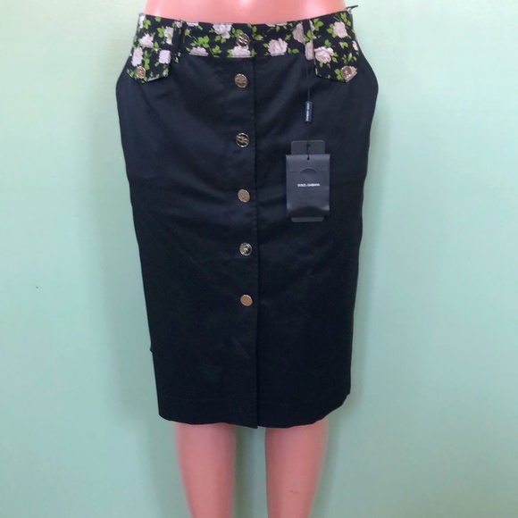 Dolce & Gabbana Black Floral Skirt Sz 48 NWT - Picture 2 of 12